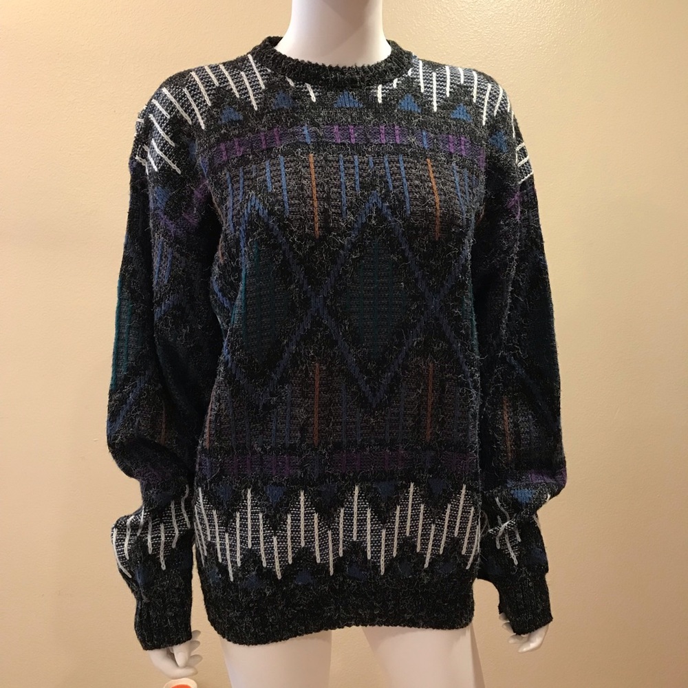 Vintage 80s New Era Sweater Kid Size XL Womens Size M Fuzzy Texture USA Made